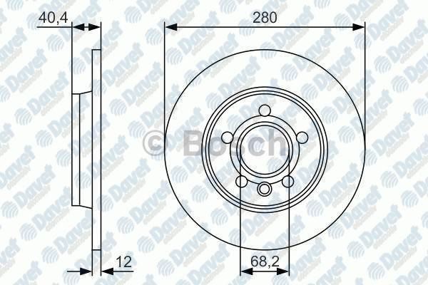 BOSCH 0986479R91 Fren Diski Arka Duz 280mm Transporter Caravelle Multivan T4 2.4 2.5